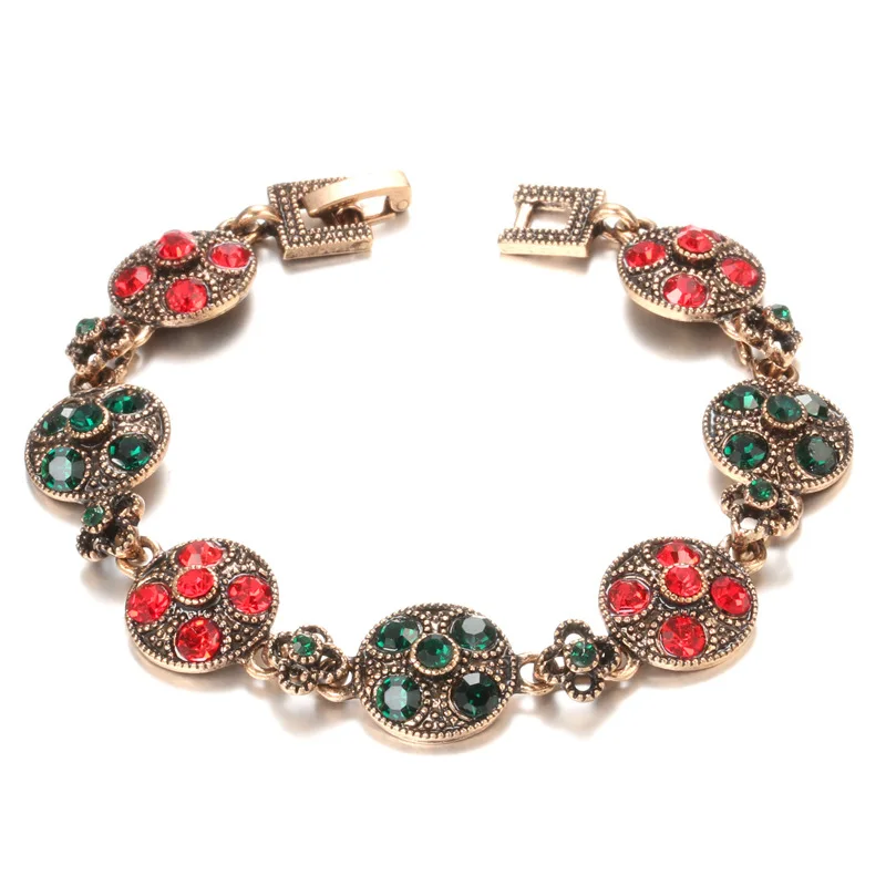 

Grier Vintage Fashion Floral Bracelet High Quality Zircon Rhinestone For Women Gifts Jewelry Ethnic Wedding Bridal Accessory