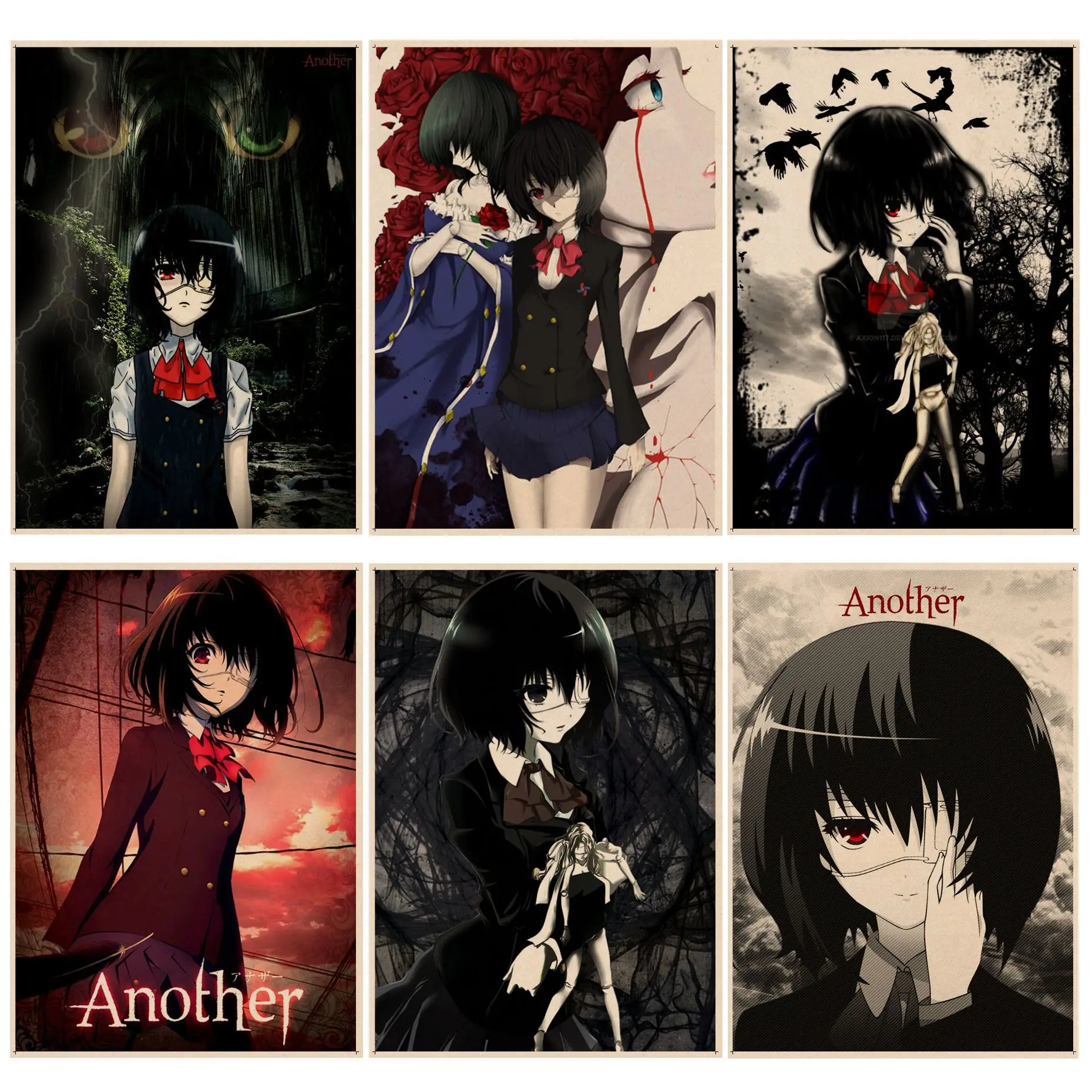 

apanese Horror Anime Another Vintage Posters Kraft Paper Vintage Poster Wall Art Painting Study Vintage decorative painting