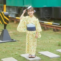 cotton japan style kids summer kimono lovely prints girls long dress children performing wear photography dress