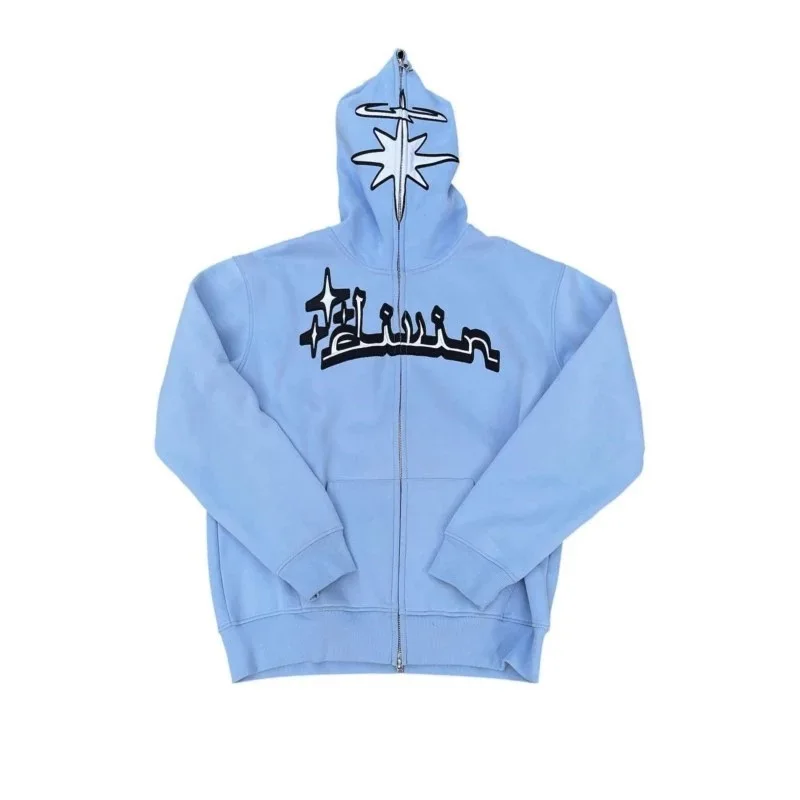 

America Y2K Full Zip Fashion Hoodie Women 3D Foam Harajuku Goth Oversized High Quality Unisex Puff Graphic Print Men Hoodie Coat