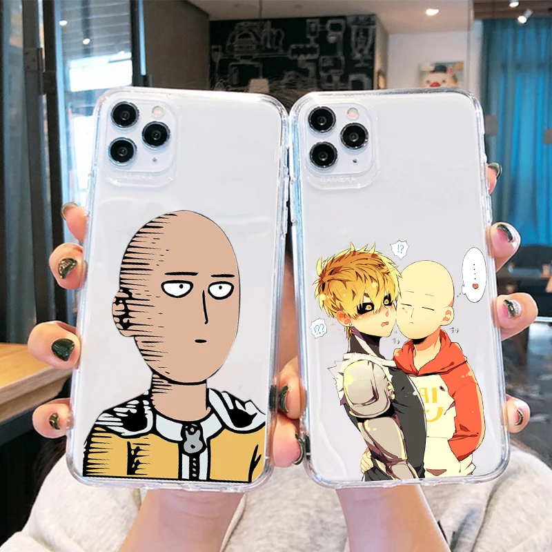 

One Punch Man Clear Phone Case for Iphone 13 11pro MAX 8 7 6 Plus X XS MAX SE XR Cartoon Anime Silicone Soft Cover Fundas Capa