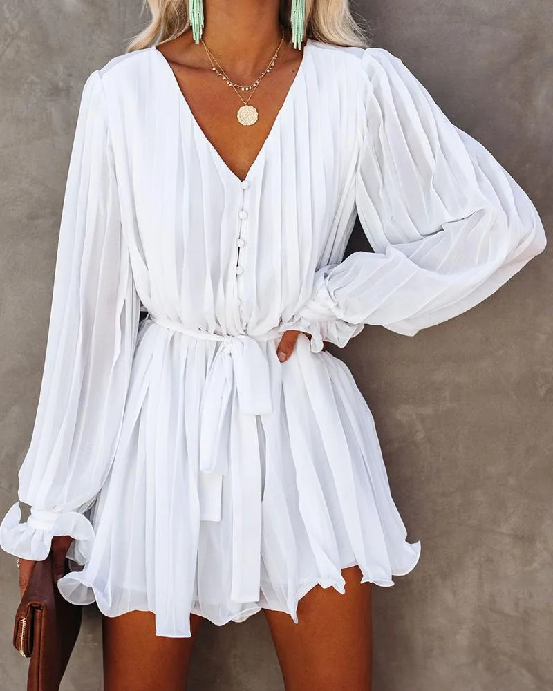 

Женский шифоновый комбинезон с длинным рукавом, повседневный комбинезон с V-образным вырезом и переплетением из бисера, одежда для офиса, 2022