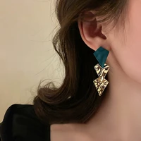 exaggeration pleated sequin triangular earrings for women minority design personality atmosphere cold wind korean fashion gifts