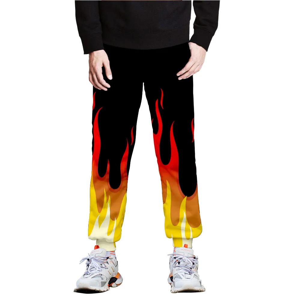

Red and Yellow Flame 3D Print Joggers Pants Women Men Y2k Loose Casual Trousers Harajuku Hip Hop Skateboard Sweatpant