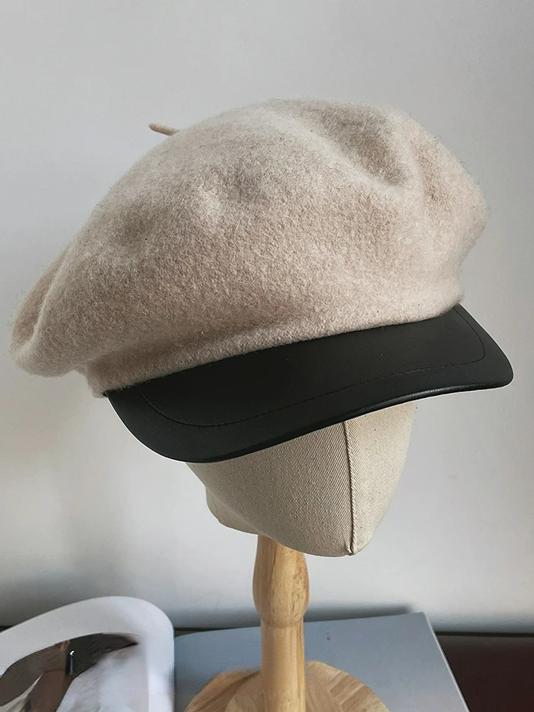 

Элегантный берет в стиле ретро с широкой окружностью головы и полями, Женская Шерстяная кепка на осень и зиму