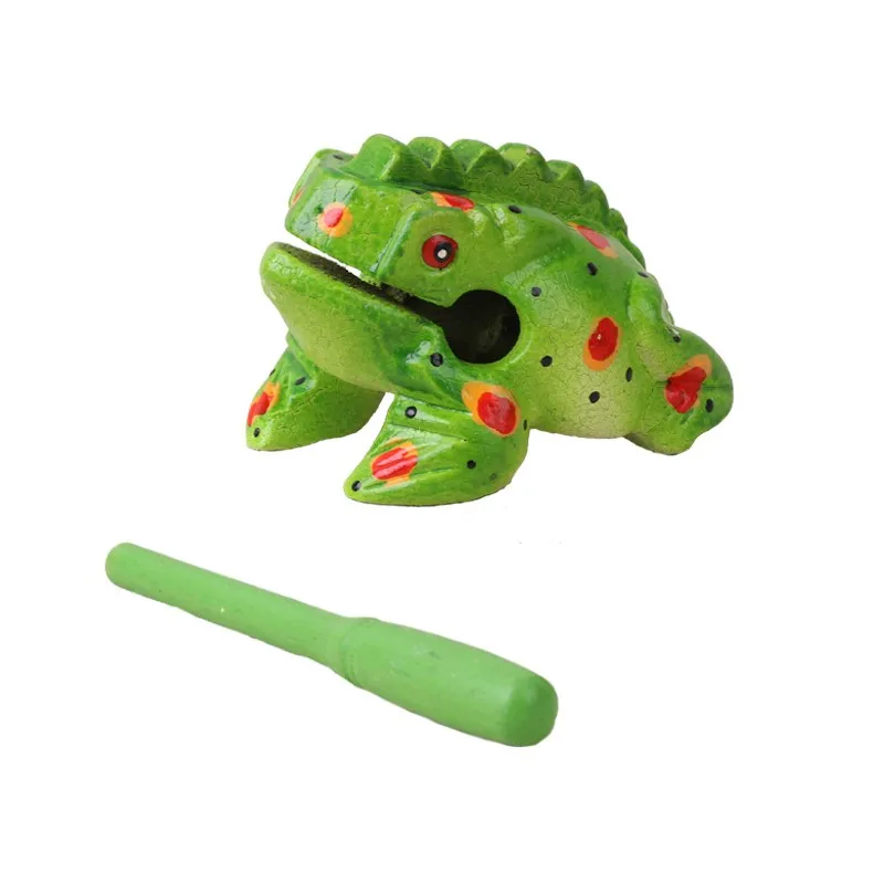 

Wooden Lucky Frog Toy Animal Money Frog Clackers With Wood Sticks Kids Musical Instrument Percussion Gift Toys Colorful 15cm