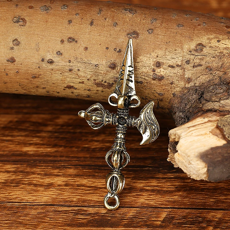 Винтажный латунный пестик ваджры орнамент фэн-шуй религиозная коллекция