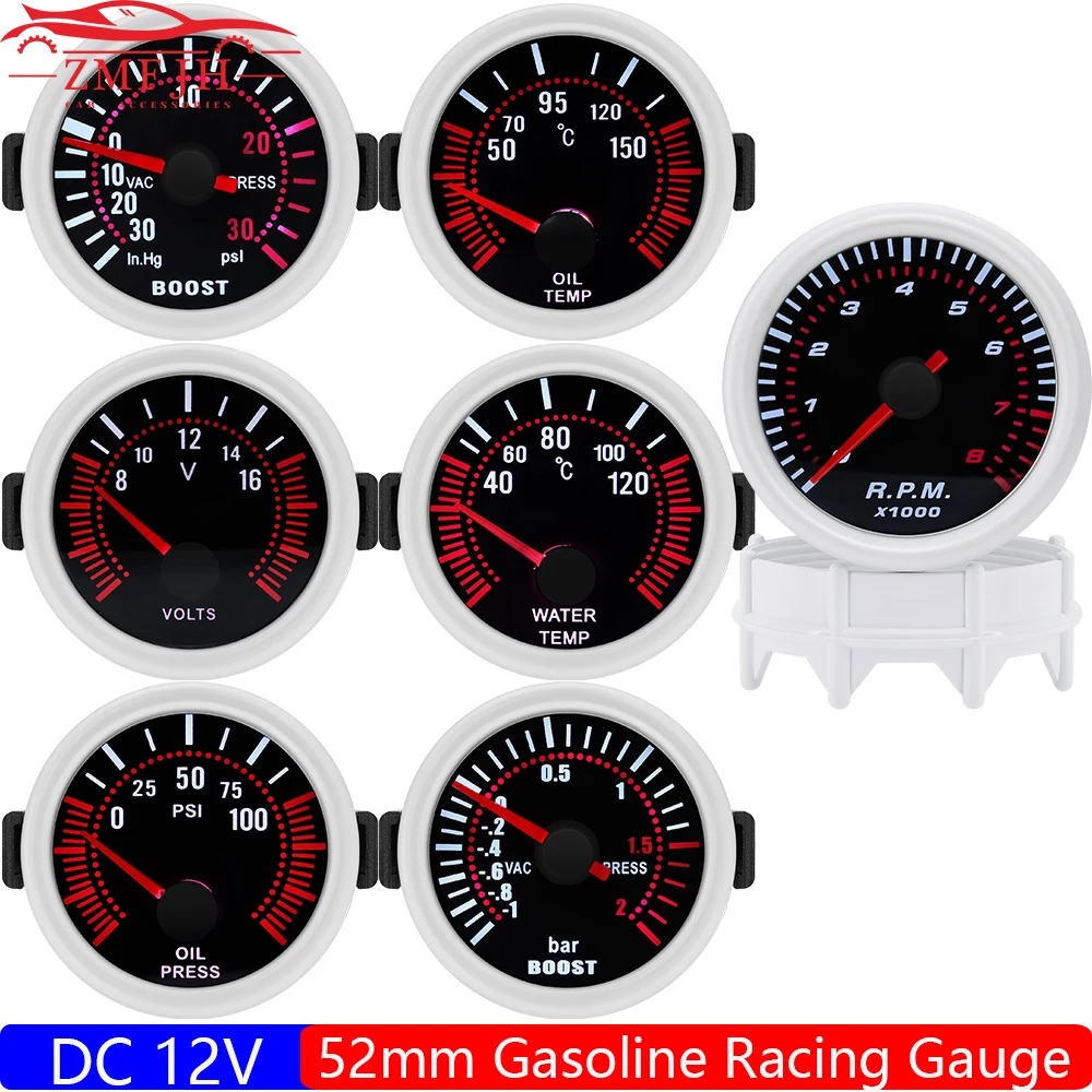 Дымовая линза 2 &quot52 мм Автомобильный Boost Turbo BAR PSI Температура воды масла Пресс