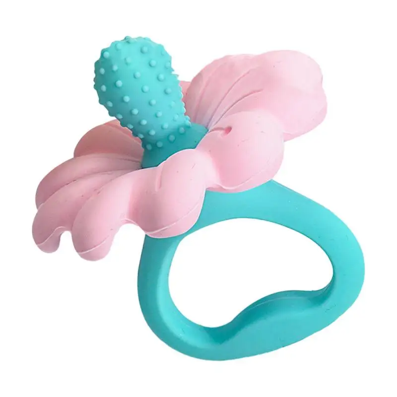 

Silicone Teether Toys Toddler Hand Teether Chew Toys Food-Grade Soft Flower Shape Teething Grip Mitten Sensory Exploration