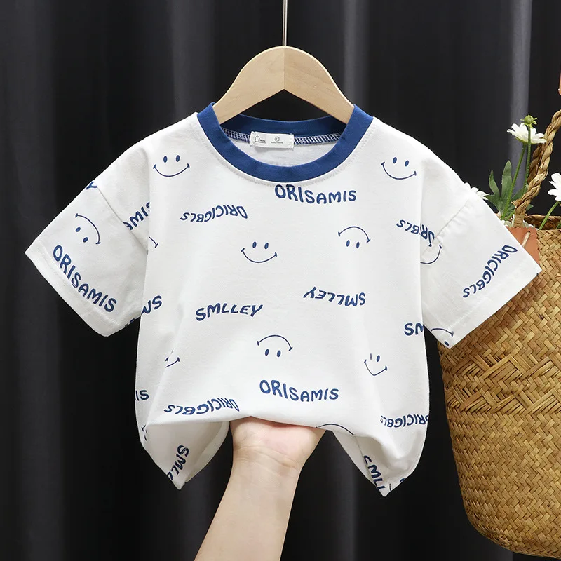 

Children's Short Sleeve T-Shirt Smiley Cotton Boys