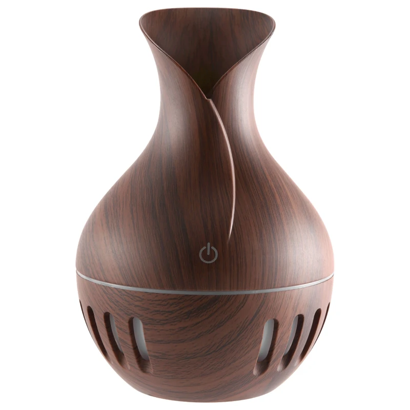 

130ML Portable Air Humidifier Wood Grain Vase USB Car Home Humidifier Hollow Colorful Lamp Yoga Spa