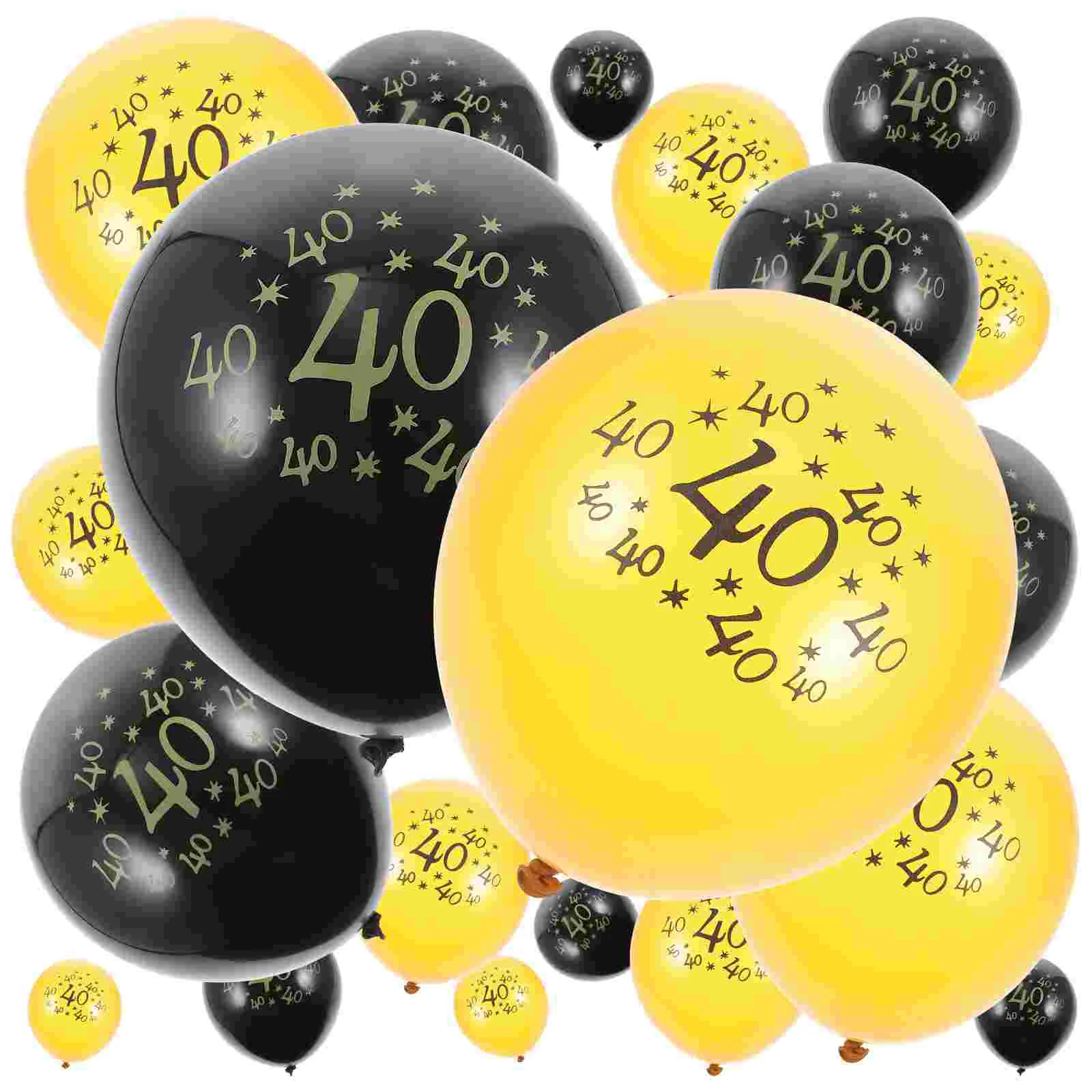 

20 Pcs 40 Th Birthday Balloon 40th Gifts Women Black Happy Balloons Gold Trim Latex Emulsion Man Ballons