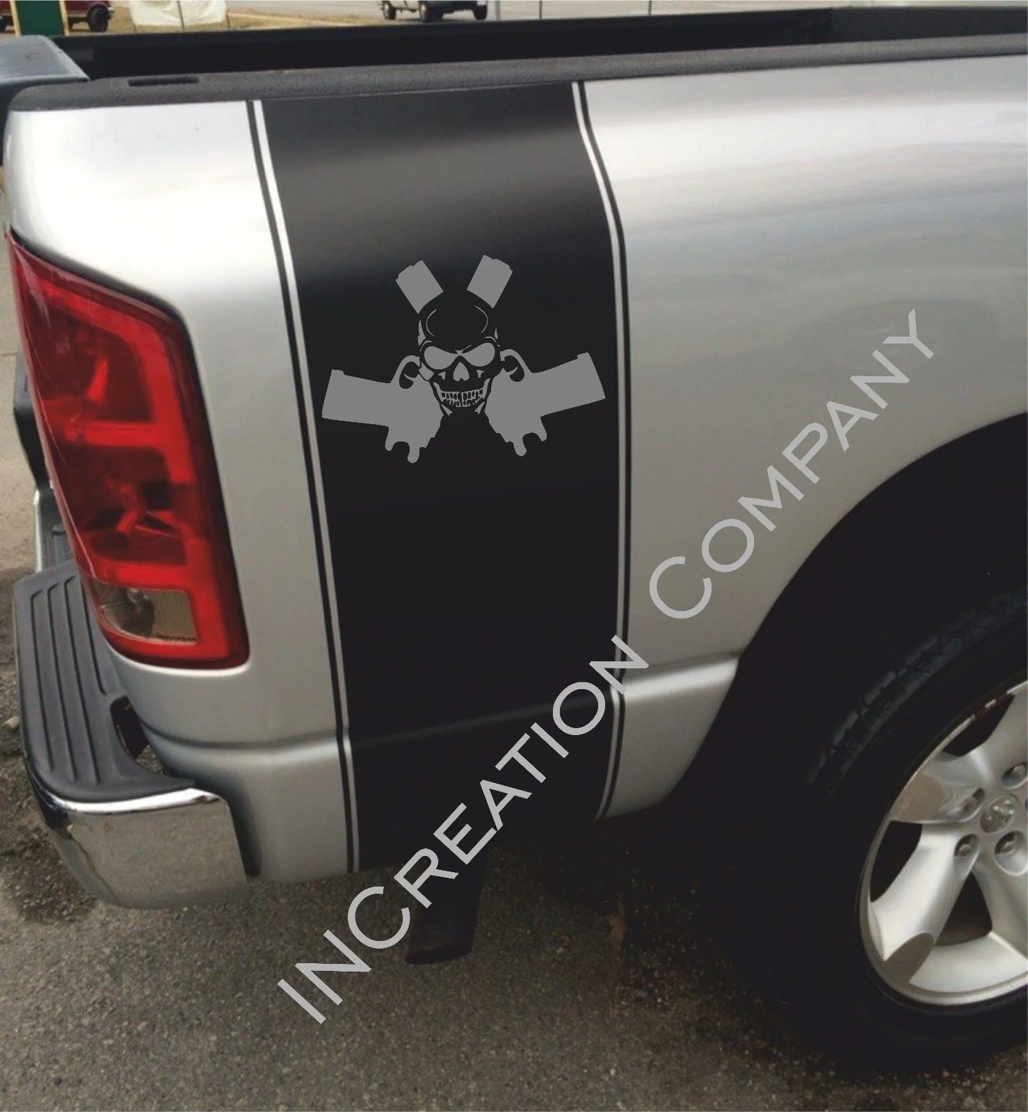 

For Truck vinyl decals racing stripes Dodge Ram rear bed logo mopar gun
