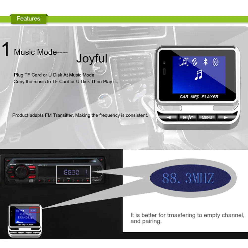 

1 * FM12B FM Transmitter Car Bluetooth MP3 Player Card Machine U Disk Machine Multi-function Remote Control Car Charger