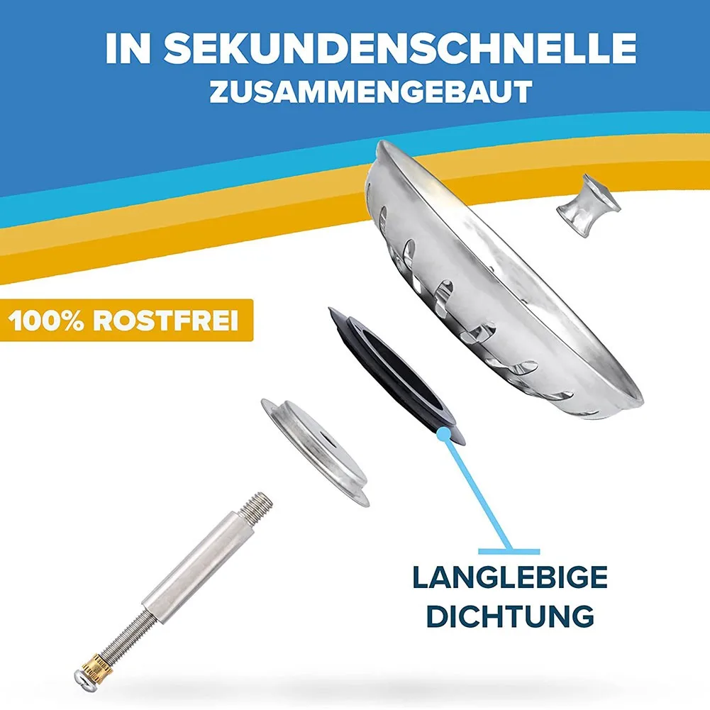 

Basin Plug Drain Sink Waste Drain Filter For Blanco Replacement Table Stainless Steel 79mm/82mm Automatic Rubber