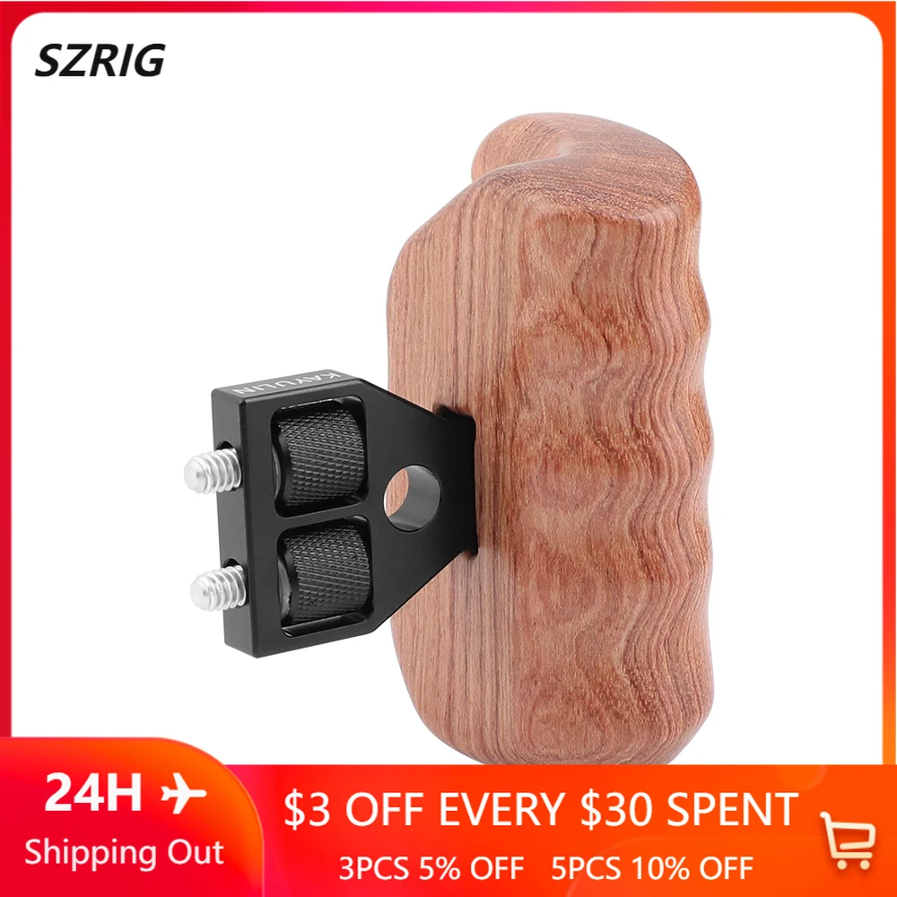 

SZRIG Hand Grip Wooden Handle Grip Right Or Left Side With 1/4 Screw For DSLR Camera Cage Monitor Cage (Brazilian Wood)