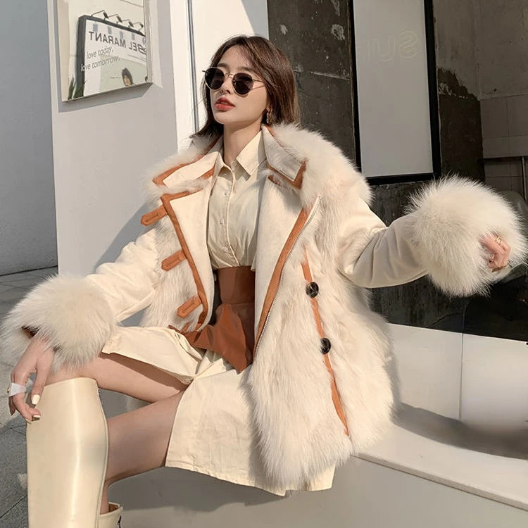 New Faux-fur Fashion Coat for Autumn and Winter 2022 Women's Medium and Long Wear Fur on Both Sides As One Young Coat
