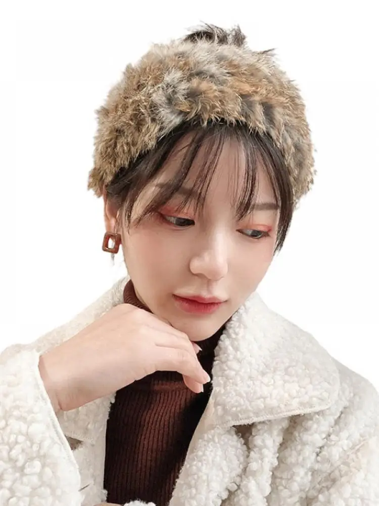 

Sports Yoga Net Celebrities With The Same Style Of Rabbit Fur Retro Wide-Brimmed Headgear Women Daily Wear Warm Headband