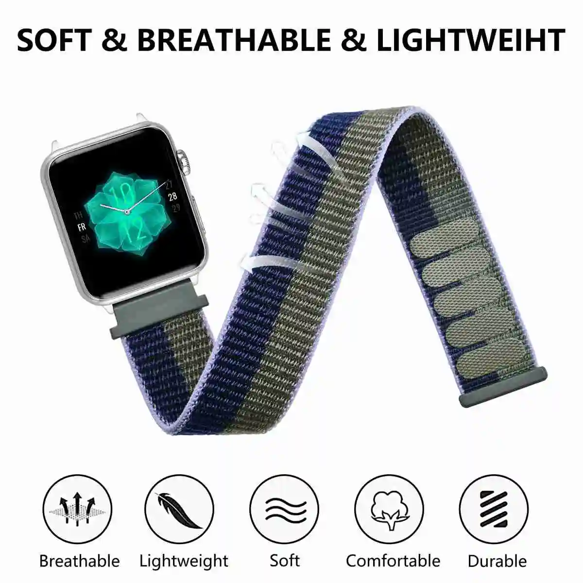 ANNEFIT Nylon Sport Loop Watch Bands, 2 Packs Quick Release Adjustable Strap 16mm 18mm 19mm 20mm 22mm