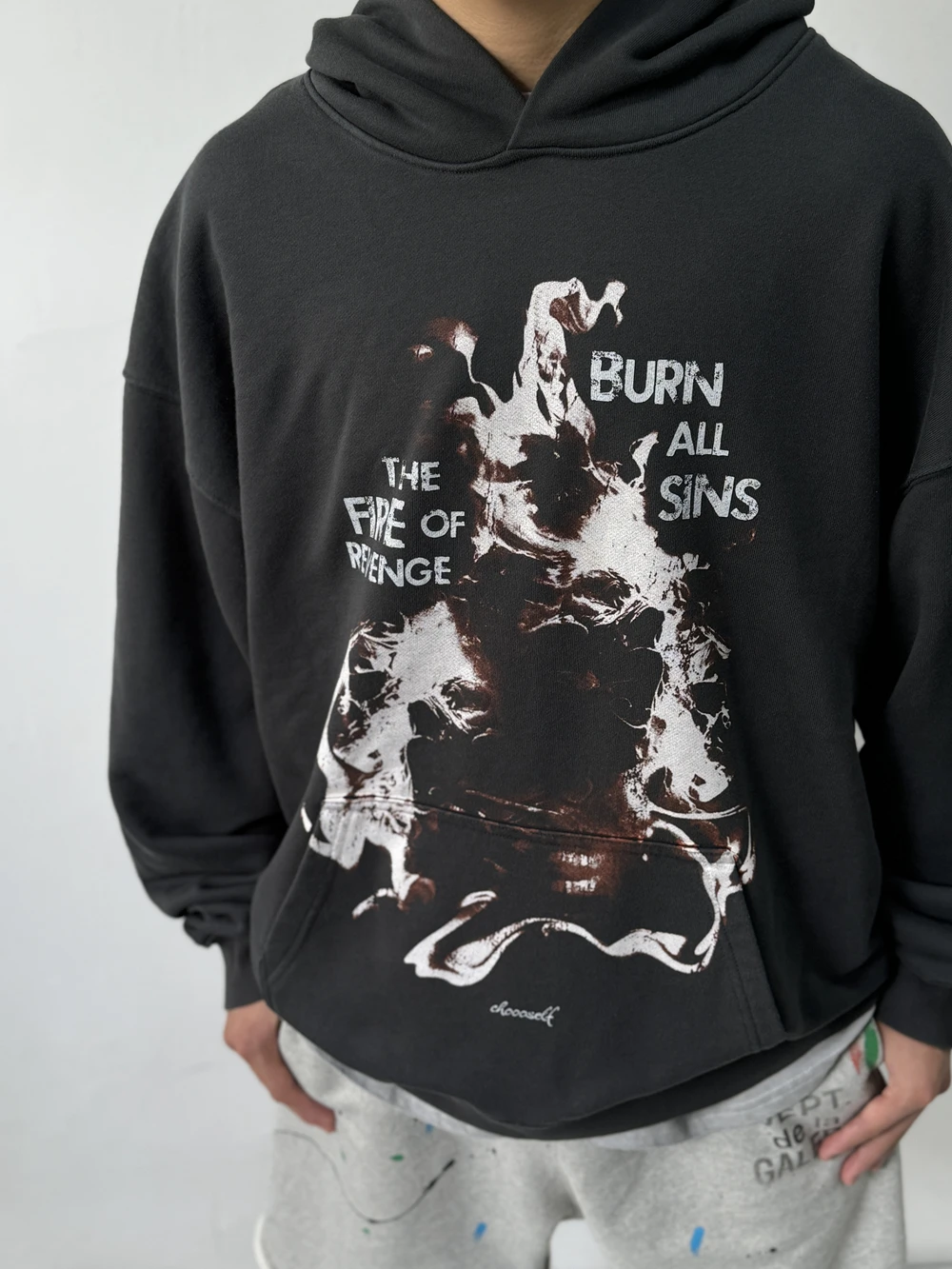 Yao888 Ретро графика с капюшоном мужские топы Свитшот Свободный Повседневный