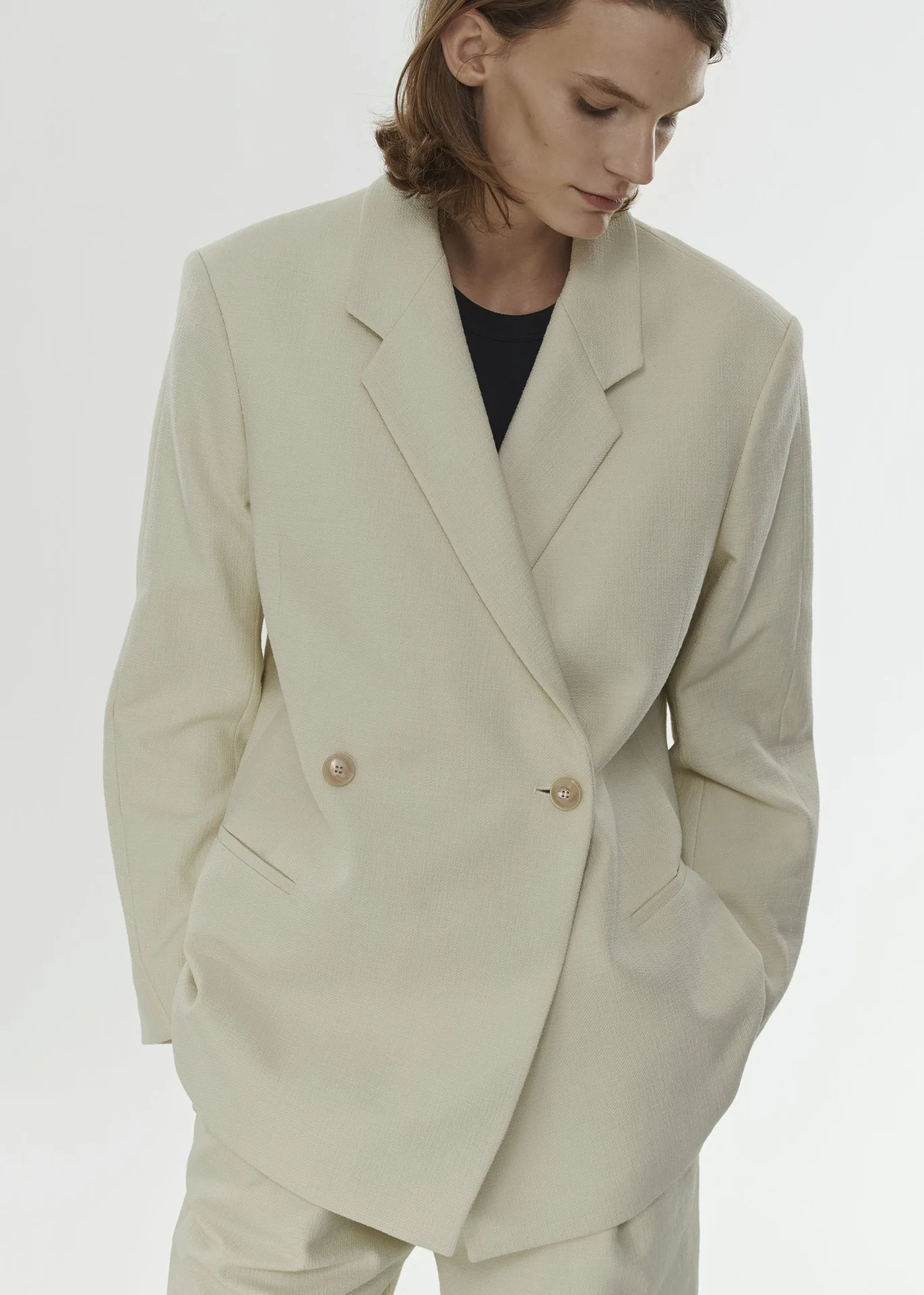 T0tem* Women Jacket Black Double-breasted Shoulder Pads Blazer Women 2023 Fall Loose Suit Collar Coat High Quality Ladies Top