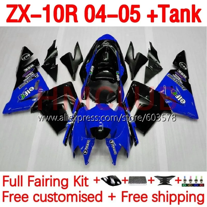 

+Tank For KAWASAKI NINJA ZX 10R 1000 CC 10 R ZX-10R 1000CC ZX1000 ZX10R 04 05 2004 2005 Injection Fairing 207No.80 blue gloss