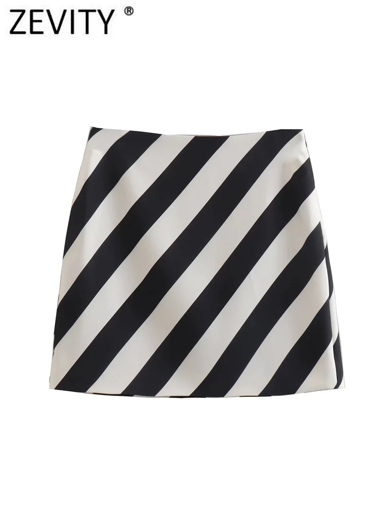 

Zevity Женская мода полосатая Повседневная тонкая трапециевидная мини-юбка Faldas Mujer леди боковая молния летние платья шикарные юбки QUN703