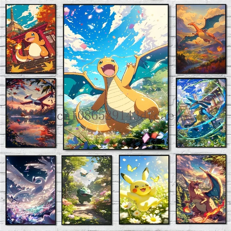 Покемон аниме фигурки Hd холст картина Пикачу Чаризард Бульбазавр Чармандер