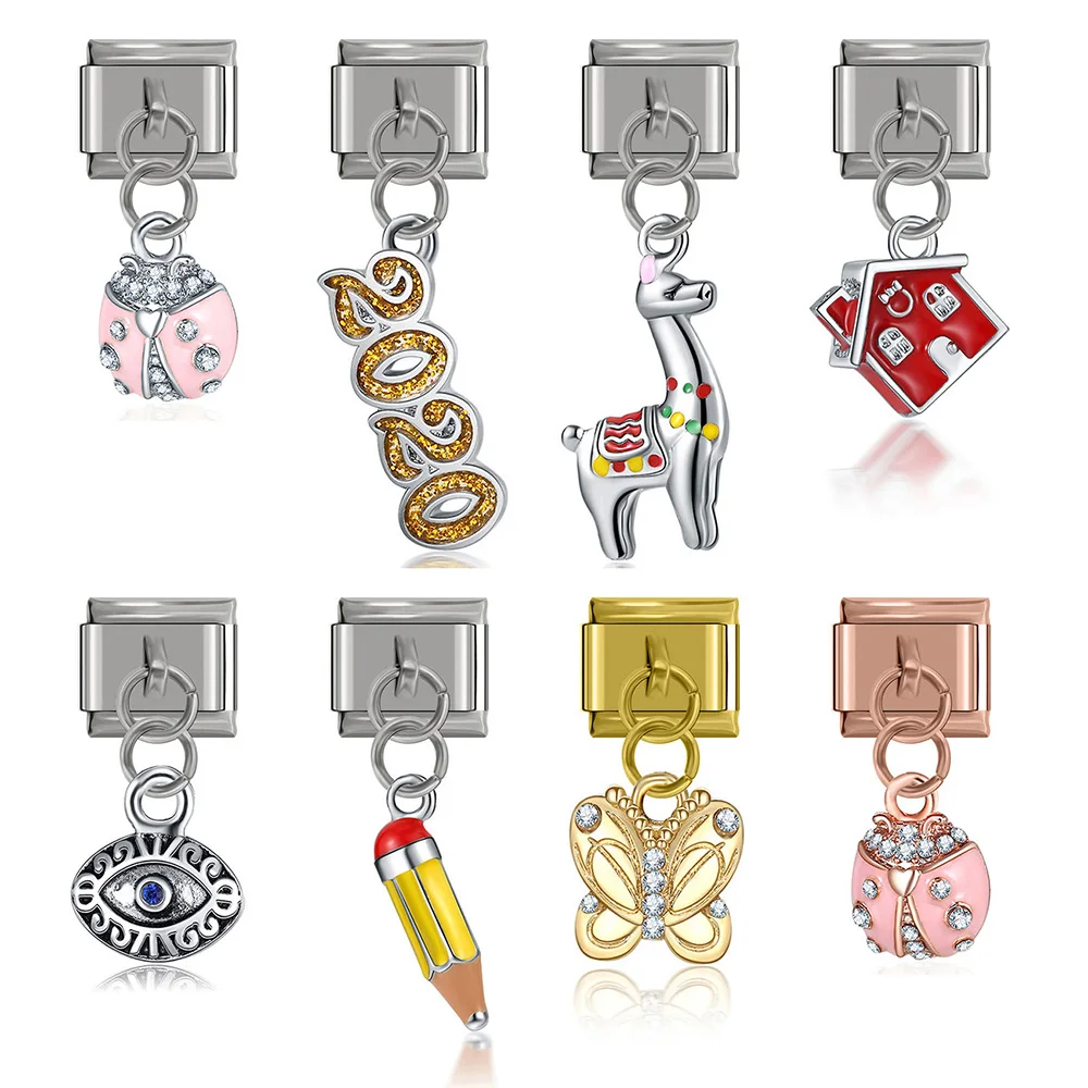 

Hapiship 9mm Width Original Daisy 2020 House Bees Eye Butterfly Italian Charm Fit Bracelet Stainless Steel Jewelry Making DJ224