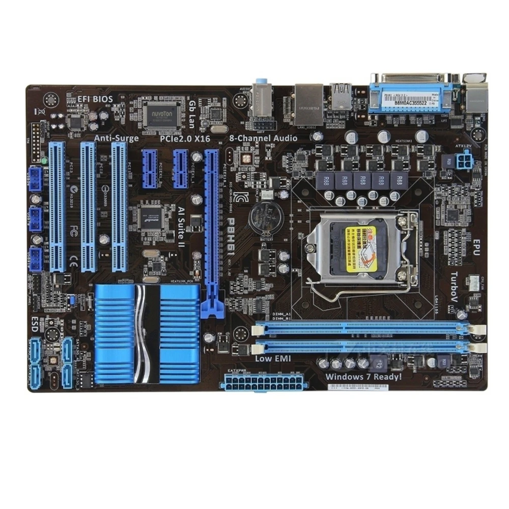 

For Asus P8H61 Desktop Motherboard H61 Socket LGA 1155 i3 i5 i7 DDR3 16G UEFI BIOS ATX Original Used Mainboard On Sale