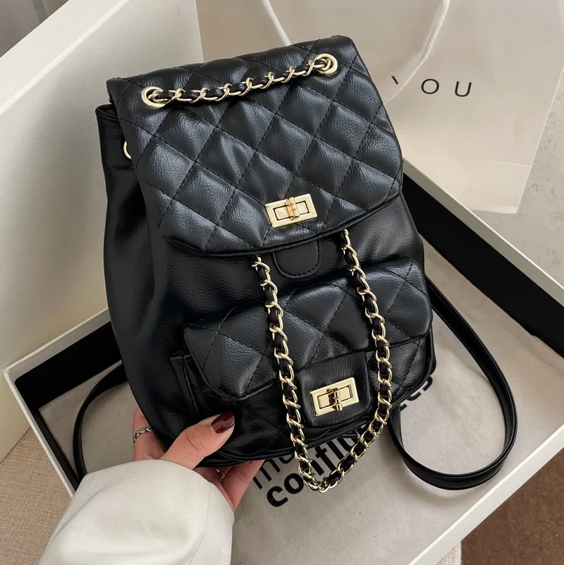 

Student Backpack Large-capacity Bag Spring Women's Bag 2022 New Trendy Lingge Chain Light Shoulder Travel Backpack