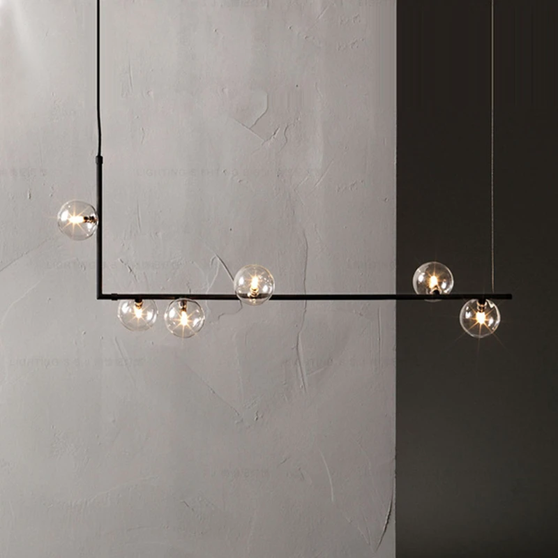 

Минималистичная светодиодная люстра в скандинавском стиле, Подвесная лампа со стеклянными шариками для столовой, современные декоративные осветительные приборы для бара, подвесные светильники