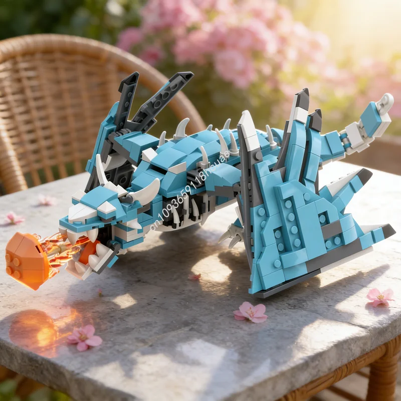 Фото 484 детали MOC Vorkath Blue Dragon: Мини-фигурка, Масштабная модель замка, Строительные блоки, Конструктор, Обучающая игрушка, Рождественский подарок, Кирпичики №1