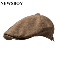 newsboy hat for men women linen beret spring summer flat cap breathable duckbill driving hats cotton khaki