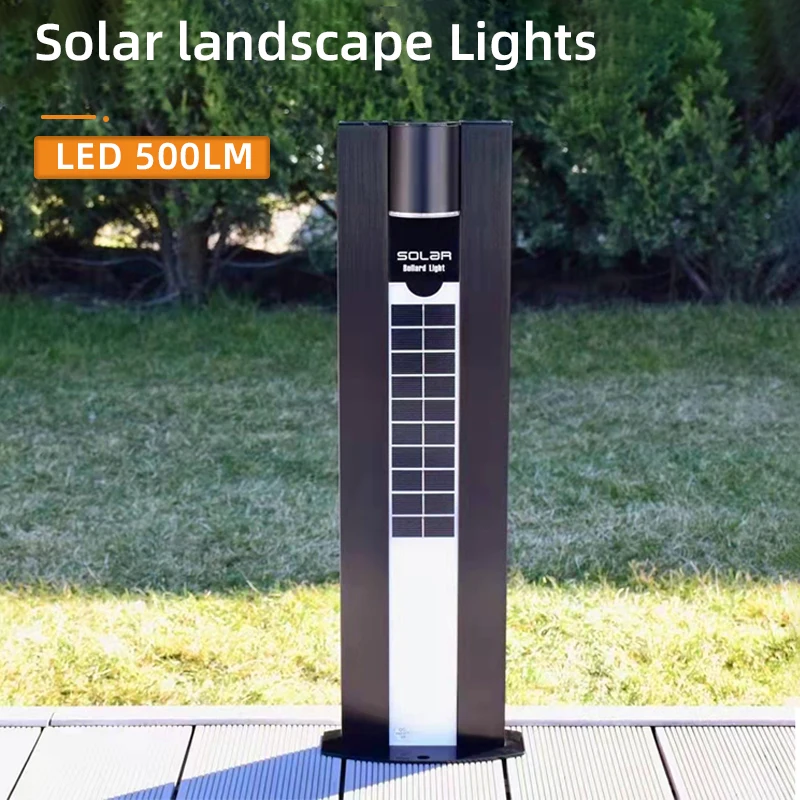 Acmeshine 500LMS Double-sided Glass Solar Led Garden Light Outdoor Solar Bollard Light Decorative WalkwayYard Landscape Lamp