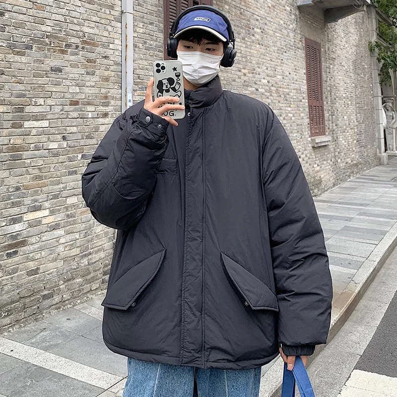 Inter Jacket Men Warm Fashion 3-color Casual Thicken Jacket Men Japanese Streetwear Loose Thick Short Coat Mens Parker Clothes