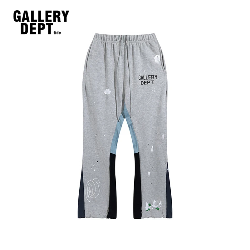 DEPT Fashion Spring Summer Autumn Painted Flare Sweat Pant High Quality Men Women Street Grey Black Blue Trousers images - 6