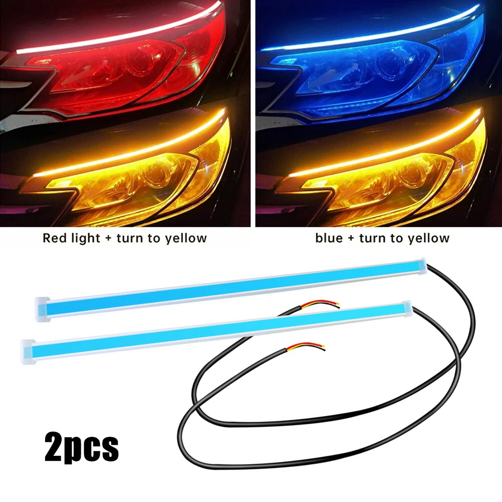 

Автомобильные светодиодсветодиодный дневные ходовые огни, 2 шт., водонепроницаемые, потоковые поворотные огни синего/красного цвета, повор...
