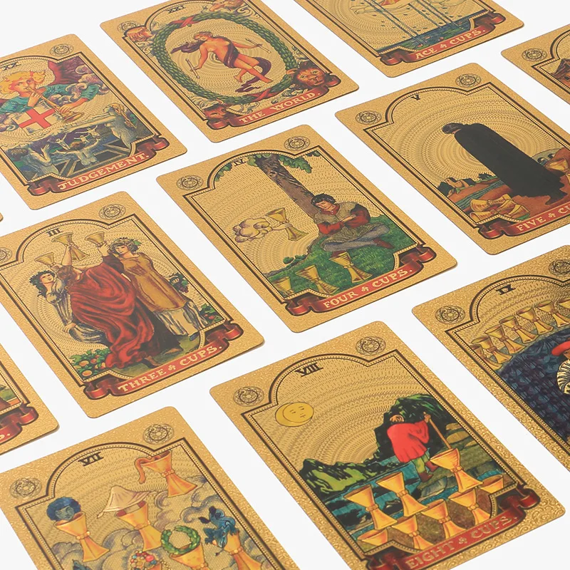 Gold Foil Astrology Tarot 12 * 7cm Hot Stamping PVC Waterproof and Wear-resistant Gift Box Set Chess Board Game Card Astrology