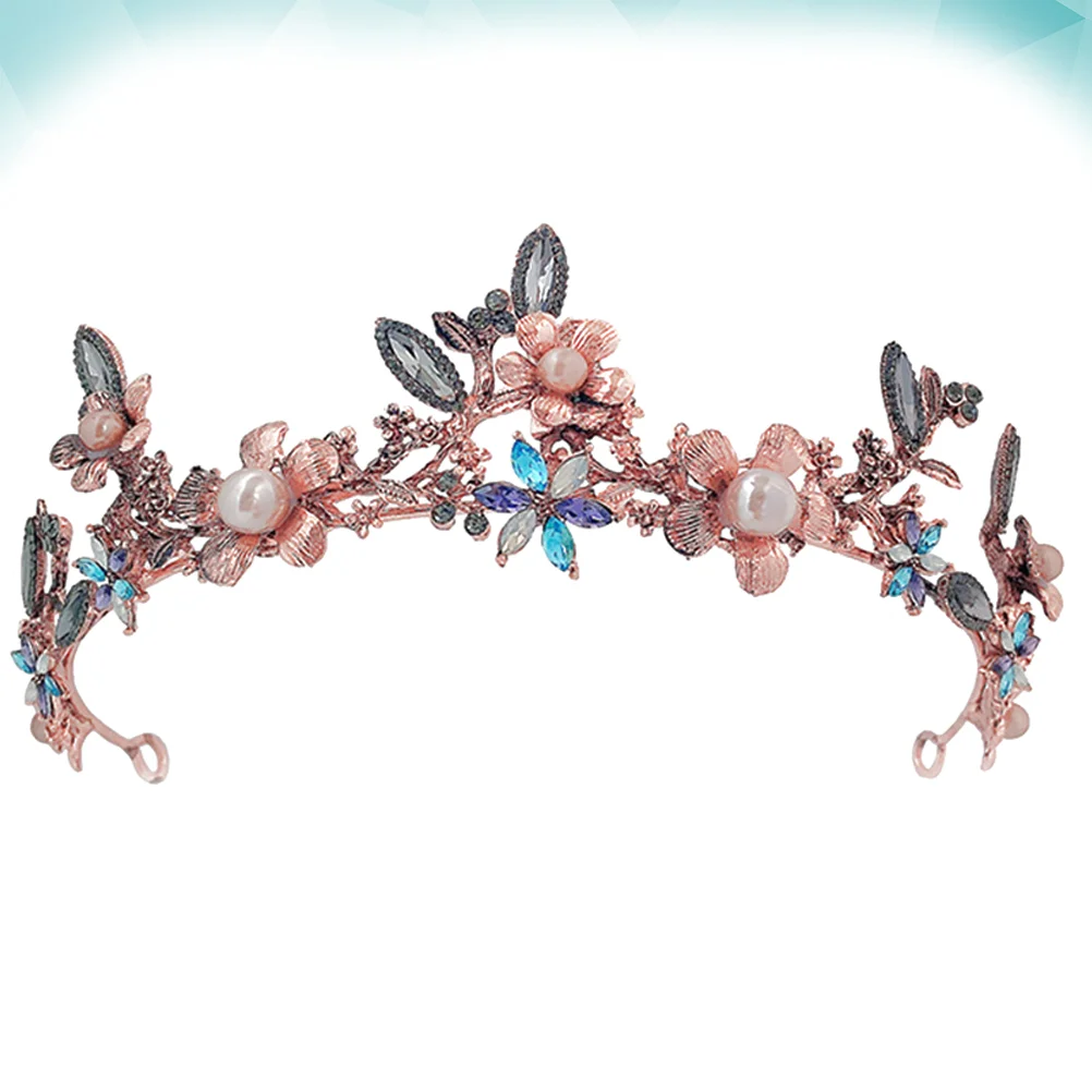 

Wedding Tiara Baroque Vintage Bride Rhinestones Pearl Flower Headband