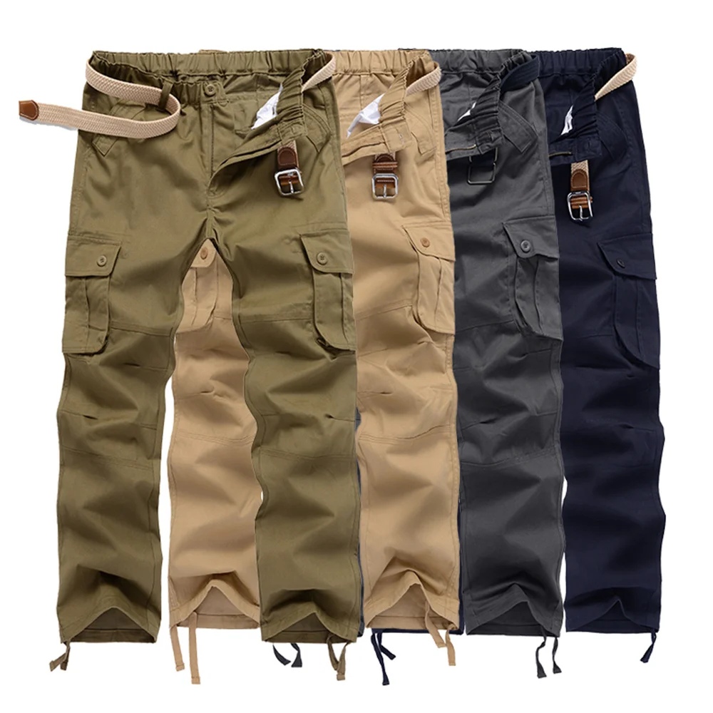 

Multi-Pockets Men Cargo Pants Casual Military Tactical Pants Male Outwear Loose Straight Slacks Zipper Long Trousers Sweatpants
