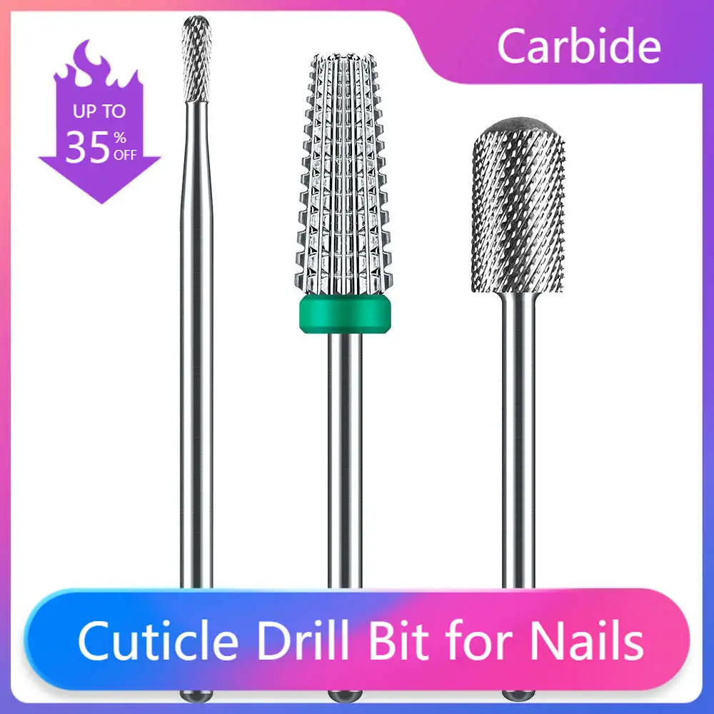 

3 Types Tungsten Nail Drill Bits Under Nail Cleaner Safety Large Barrel Milling Cutter Sharp Straight Cut for Electric Nail File