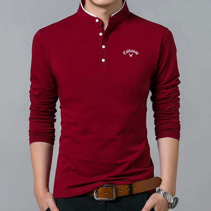 2022 New Men's Golf Long Sleeve Tee Classic Solid Color Young And Middle-aged Fashion Business Casual Men POLO Shirt