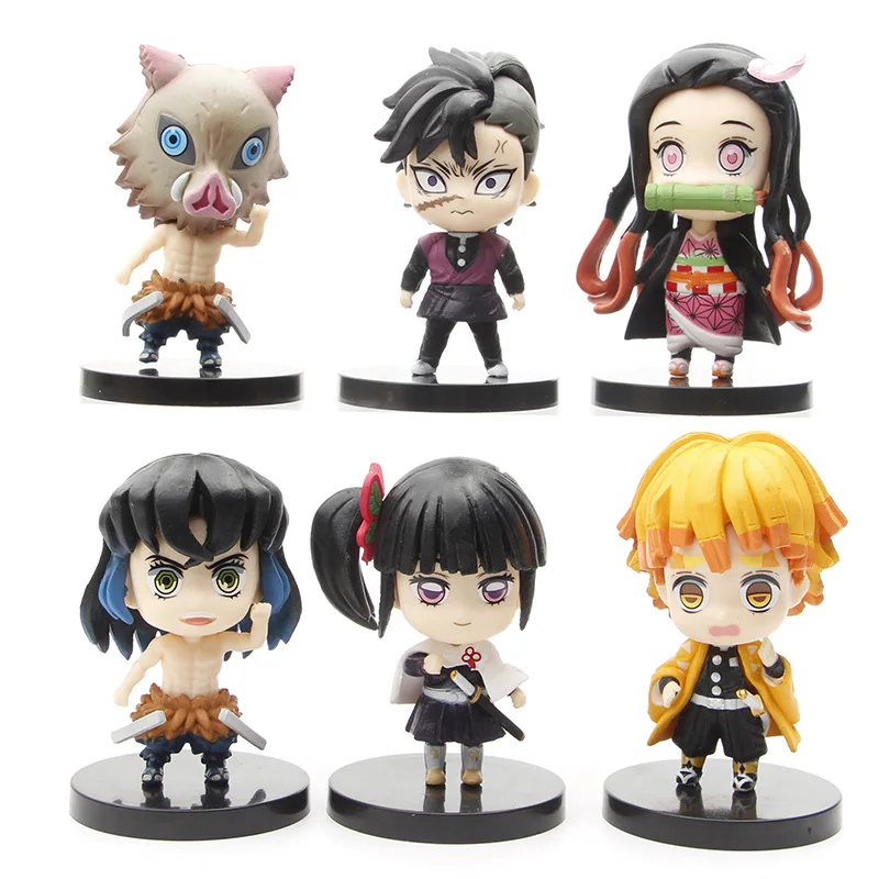

6pcs Demon Slayer.Kimetsu No Yaiba Nezuko Zenitsu Tanjirou Giyuu Inosuke Kyoujurou Action Figure Model Cake Car Decor Toys Gifts