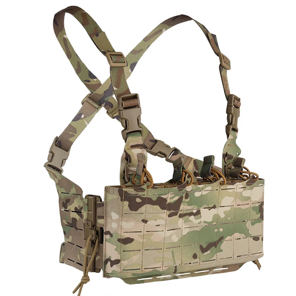 

Airsoft MOLLE Chest Rack Tactical Assaulter X-Harness Chest Rig Multimission Vest 556 Mag Insert Quick Release Combat Equipment