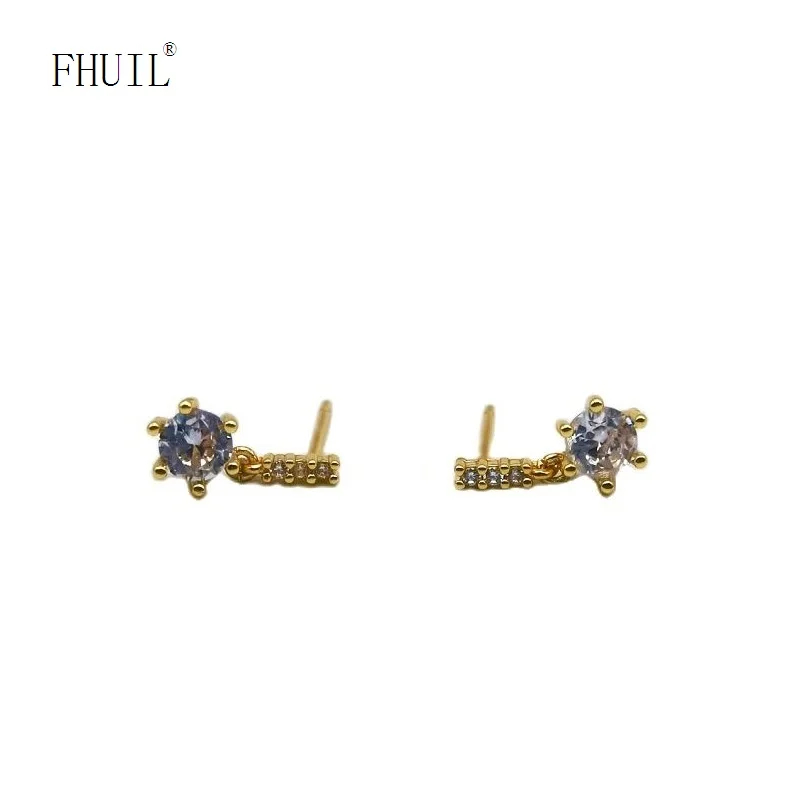 

Милые серьги с золотым покрытием из циркония S925 Серебряные очаровательные серьги-иглы для женщин Подвеска корейский дизайн ювелирные изде...