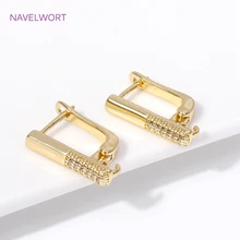 Handmade DIY Earring Accessory 18K Gold Plated Inlaid Zircon Earring Hooks Clasps Earwires Fastener For Jewelry Making Supplies