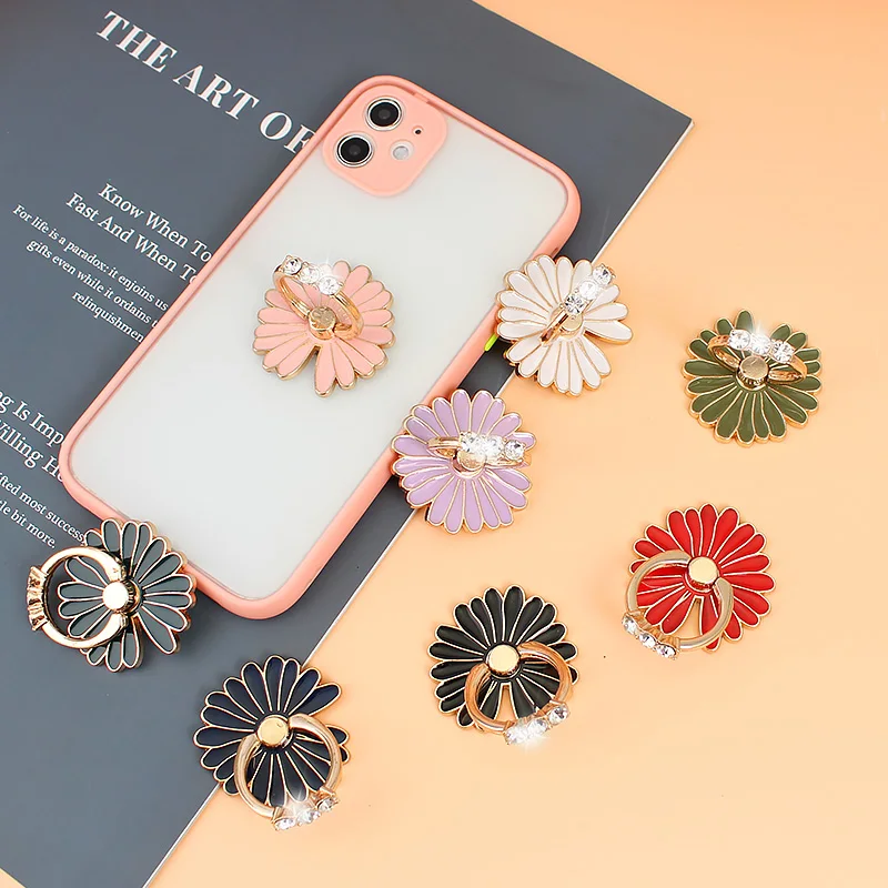 360 Degree Metal Finger Ring Smartphone Flowers Support Telephone Mobile Phone Holder Stand For Iphone 11 12 Pro Max Smart Phone