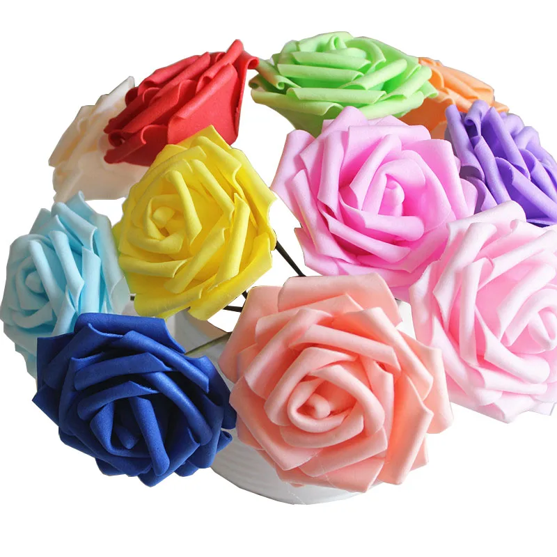 

50Pcs 8cm Artificial PE Foam Rose Flowers Head Bridal Bouquets For Wedding Table Home Party Decorations DIY Scrapbook Supplies