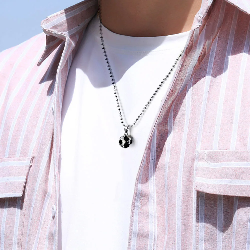 Stainless Steel Football Necklace Titanium Sport Pendant for Men Women Hip Hop Gifts Personality Motion Necklaces X620 | Украшения и